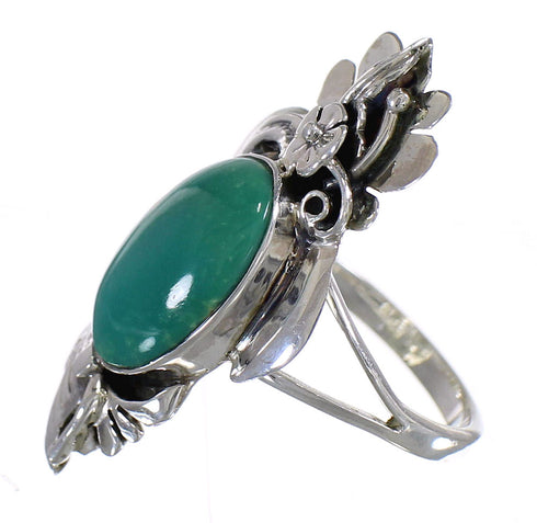 Turquoise And Silver Southwestern Flower Ring Size 5-3/4 YX73692